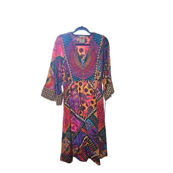 Farm Rio NWT Dotted Patch Scarf Midi Dress - Picture 2 of 4